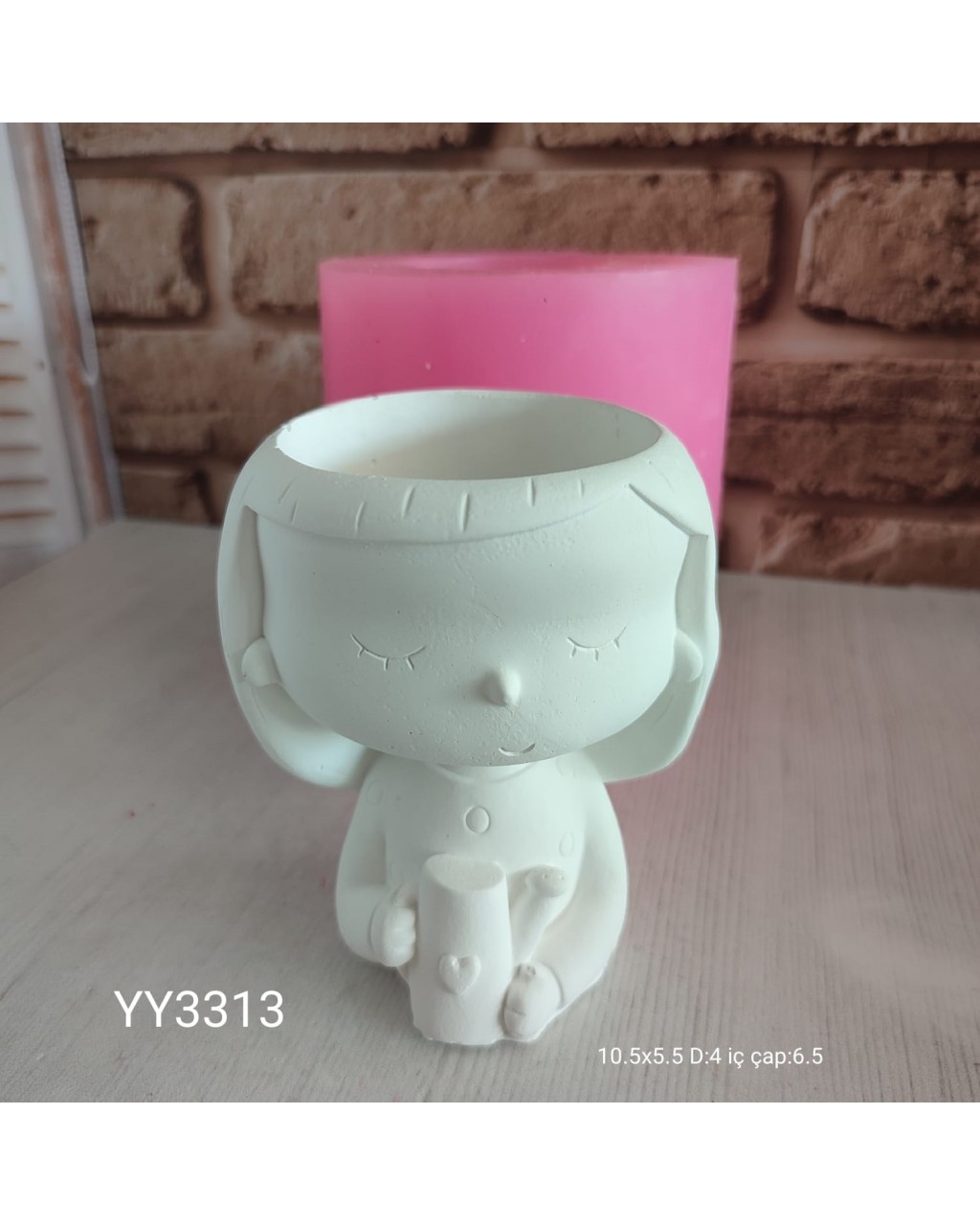 YY3313-Sulama Kabı Tutan Kız Sukulent Saksı