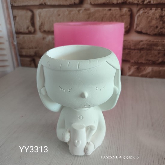 YY3313-Sulama Kabı Tutan Kız Sukulent Saksı
