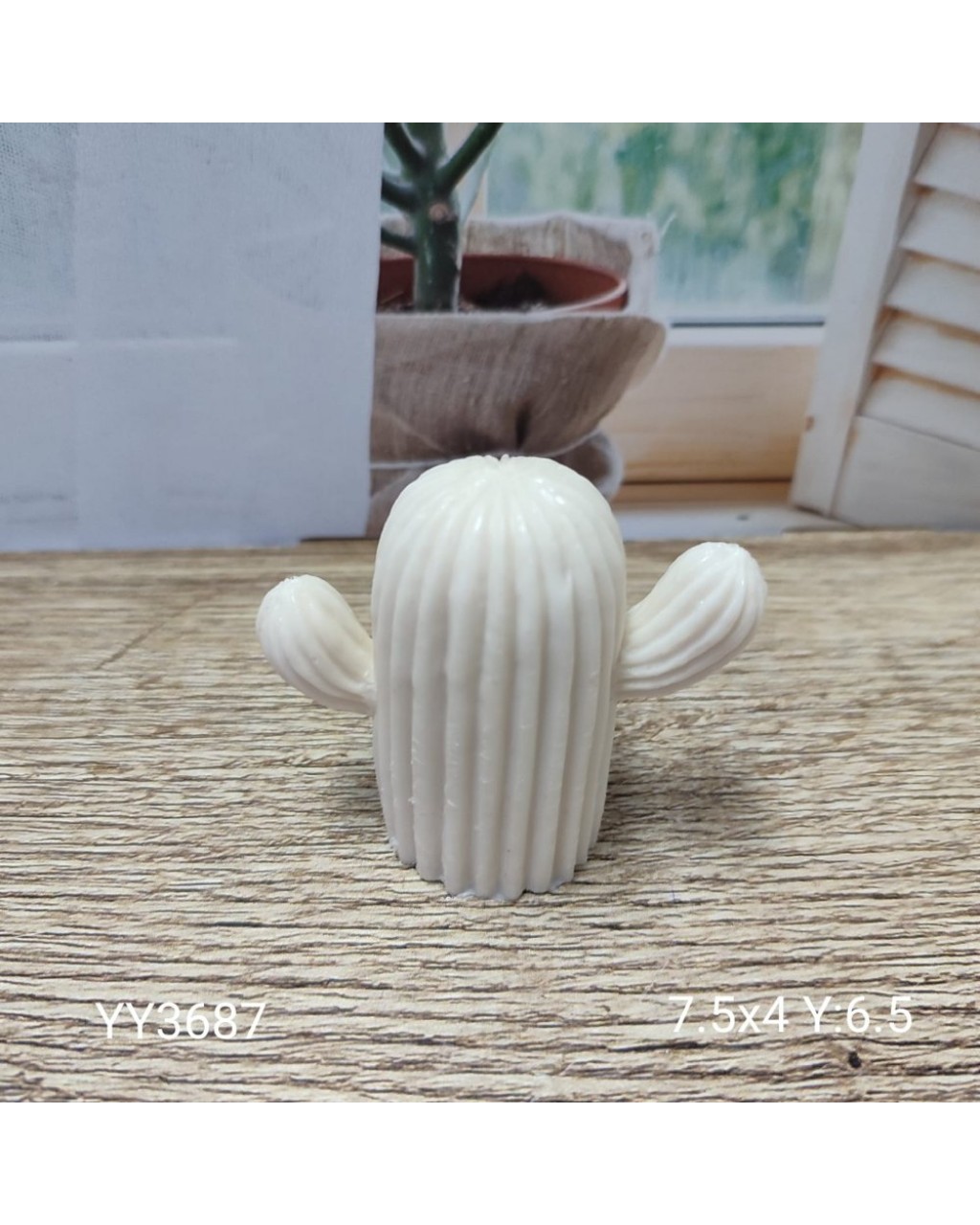 YY3687 - KAKTÜS İKİ DALLI MUM 6.5CM - SİLİKON KALIP