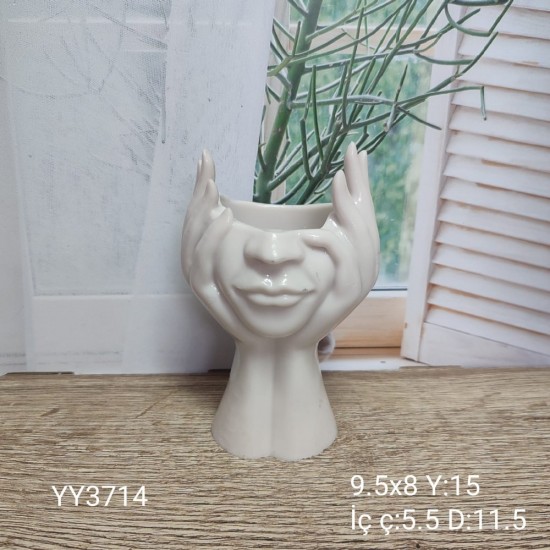 YY3714 DÜŞÜNEN SOYUT YÜZ SAKSI SİLİKON KALIP