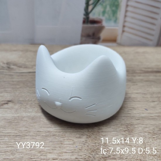 YY3792 MUTLU KEDİ MUMLUK, SAKSI SİLİKON KALIP