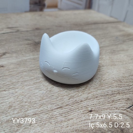 YY3793 - MUTLU KEDİ MUMLUK SAKSI - SİLİKON KALIP