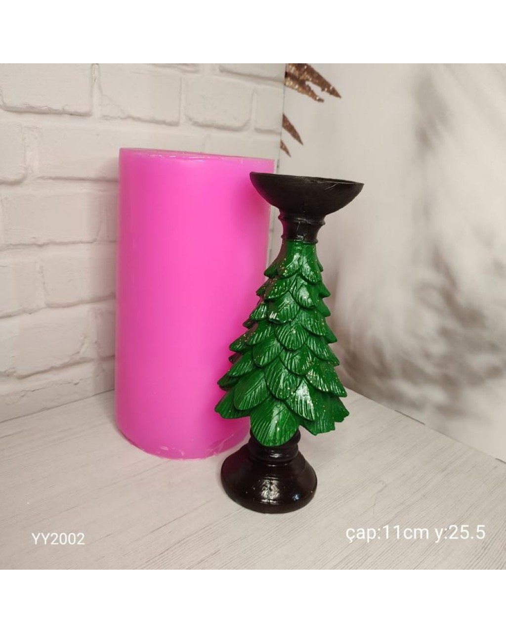 YY2002 ÇAM AĞACI MUMLUK 25.5CM SİLİKON KALIP