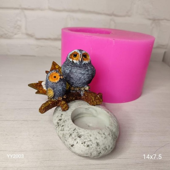 YY2003 TAŞ MUMLUK ÇALI KUŞLU SİLİKON KALIP