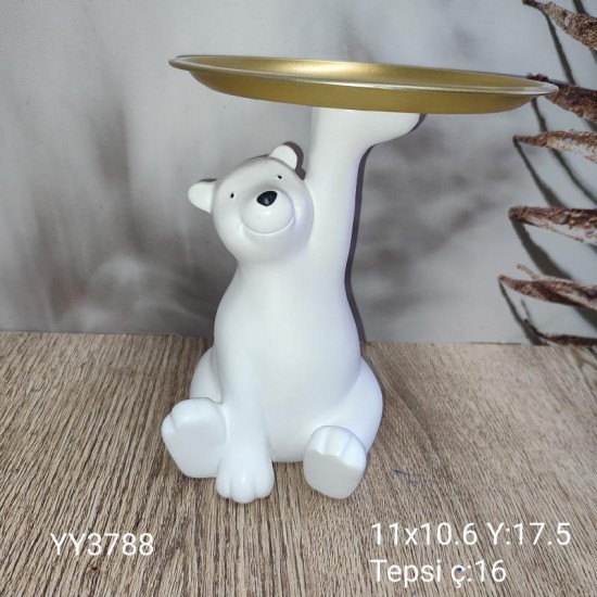 YY3788 - TEPSİ TUTAN KUTUP AYISI SUNUMLUK - SİLİKON KALIP