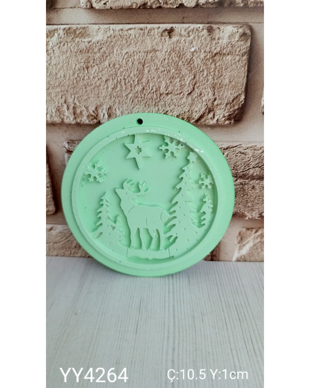 YY4264 YILBAŞI TEMALI GEYİKLİ DUVAR SÜSÜ OBJE SİLİKON KALIP