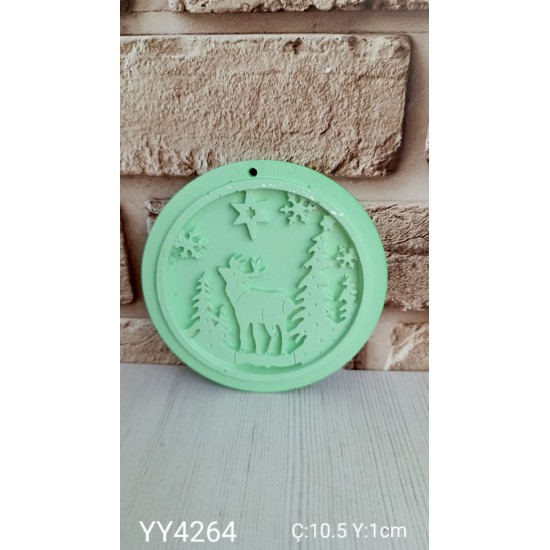 YY4264 YILBAŞI TEMALI GEYİKLİ DUVAR SÜSÜ OBJE SİLİKON KALIP