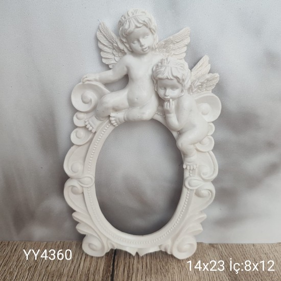 YY4360 İKİ MELEK FİGÜRLÜ ÇERÇEVE SİLİKON KALIP