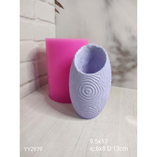 YY2979 Yumurta Vazo Halka Dalgalı 17Cm