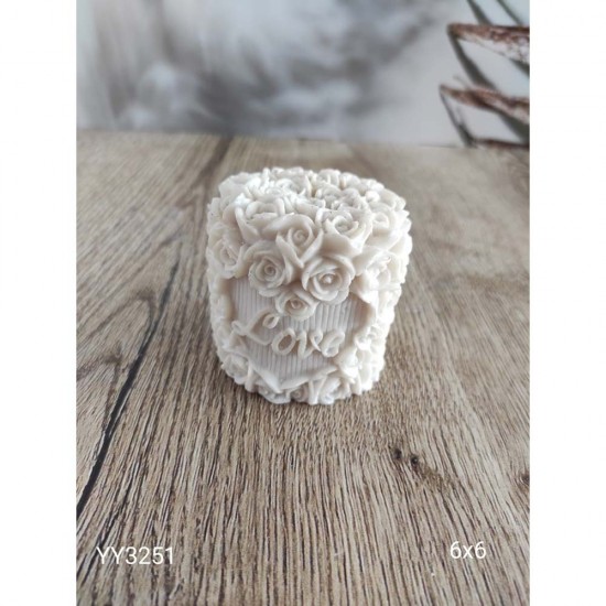 YY3251 Güllü Silindir Mum Love Yazan