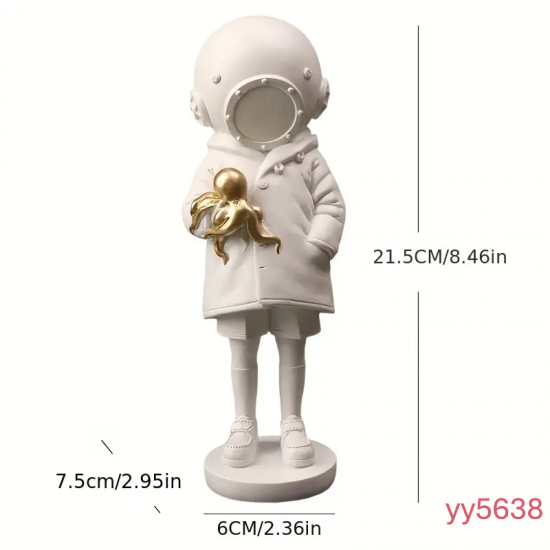 Ahtapot Tutan Astronot Kız Biblo Silikon Kalıp – Sevimli ve Şık Dekoratif Hediye!
