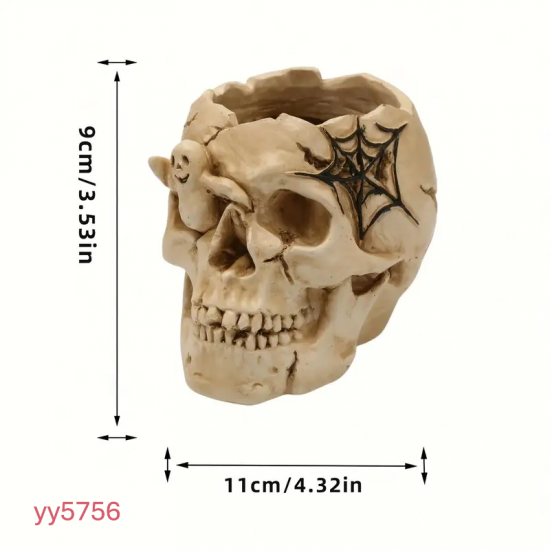 YY5756 Kafatası Figürlü Saksı Dekoru - Gotik ve Yaratıcı Çiçeklik,Farklı Hediye Seçeneği!