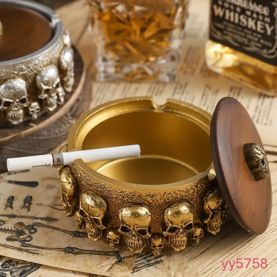 YY5758 Gotik Kafatası Figürlü Küllük ve Dekoratif Biblo - Yaratıcı ve Şık Tasarım,Farklı Hediye Seçeneği!