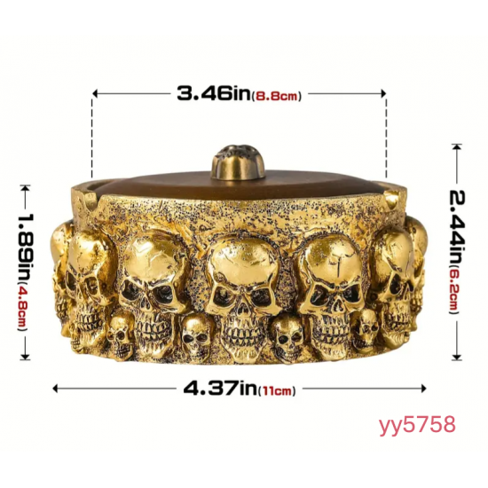 YY5758 Gotik Kafatası Figürlü Küllük ve Dekoratif Biblo - Yaratıcı ve Şık Tasarım,Farklı Hediye Seçeneği!