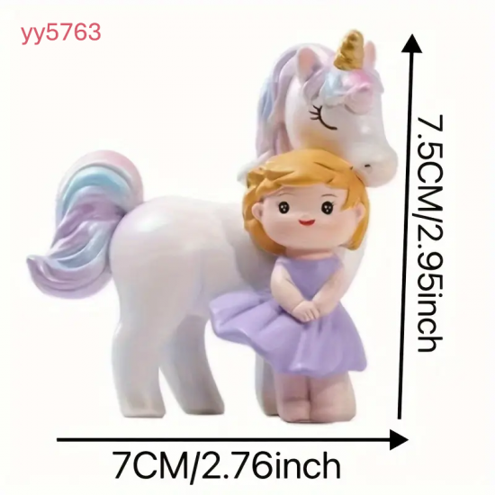 YY5763 Kız Çocuk ve Unicorn Biblo Silikon Kalıp • El Yapımı Sevimli Dekor Kalıbı • Hediyelik Tasarım Figür!