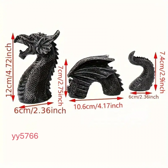 YY5766 Ejderha Figürlü 3 Parçalı Biblo Silikon Kalıp • El Yapımı Fantastik Dekor Kalıbı • Koleksiyonluk Hediyelik Ürün!