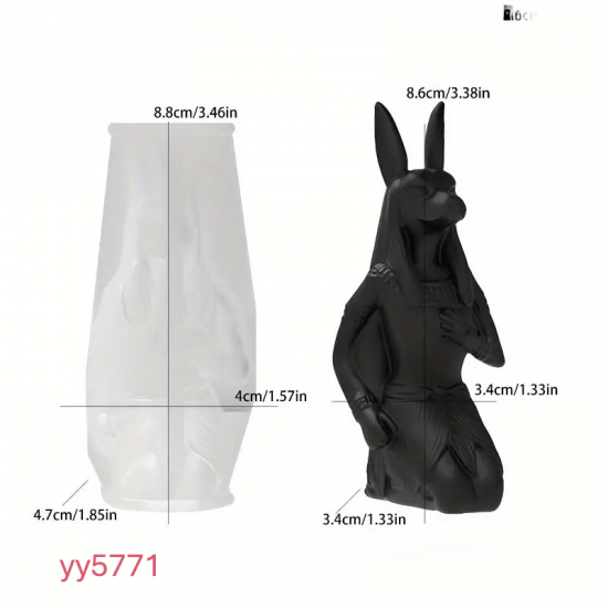 YY5771 Anubis Figürlü Biblo ve Mum Silikon Kalıp • El Yapımı Mitolojik Dekor Kalıbı • Özgün ve Anlamlı Hediye Tasarımı!