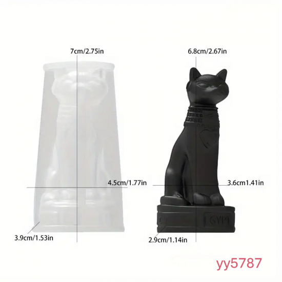 YY5787 Mısır Temalı Kedi Figürlü Dekoratif Obje Biblo Silikon Kalıp • El Yapımı Tarihi Tasarım ve Hediye Seçeneği!