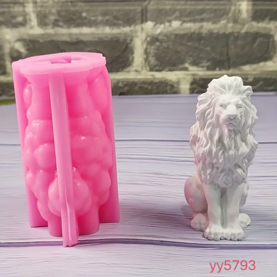 YY5793 Aslan Figürlü Dekoratif Obje ve Mum Silikon Kalıp • El Yapımı Güç Sembolü Tasarım ve Hediye Seçeneği!