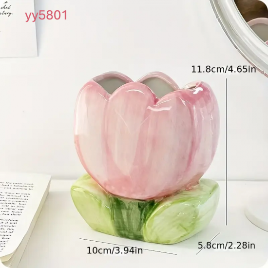 YY5801 Lale Figürlü Dekoratif Kalemlik Silikon Kalıp • El Yapımı Masaüstü Organizer ve Özel Günler için Hediye Seçeneği!