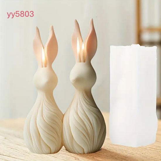 YY5803 Tavşan Siluetli Dekoratif Mum Silikon Kalıp • El Yapımı Zarif Figür ve Özel Günler için Hediye Seçeneği!