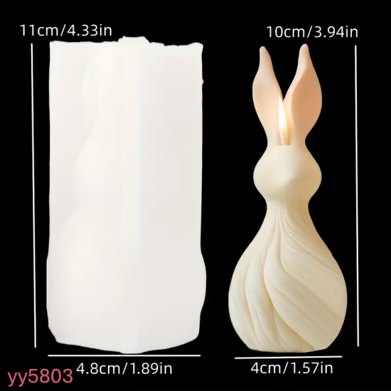 YY5803 Tavşan Siluetli Dekoratif Mum Silikon Kalıp • El Yapımı Zarif Figür ve Özel Günler için Hediye Seçeneği!