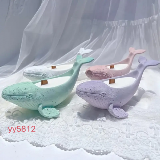 YY5812 Balina Figürlü Dekoratif Mumluk Silikon Kalıp • El Yapımı Deniz Temalı Tasarım ve Özel Günler için Hediye Seçeneği!