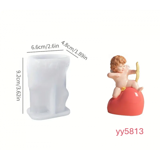 YY5813 Okçu Melek Figürlü Dekoratif Mum Silikon Kalıp • El Yapımı Romantik Tasarım ve Özel Günler için Hediye Seçeneği!