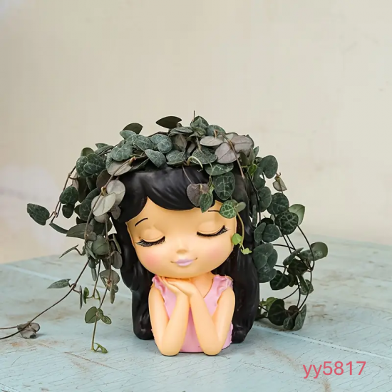 YY5817 Kız Figürlü Dekoratif Sukulent Silikon Kalıp • El Yapımı Duygusal Tasarım ve Özel Günler için Hediye Seçeneği!