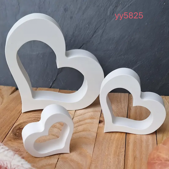 YY5825 Dekoratif Kalp Seti Silikon Kalıp • El Yapımı Modern Tasarım ve Özel Günler için Hediye Seçeneği!