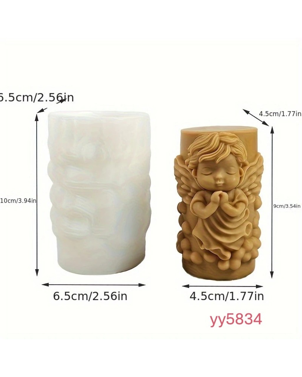 YY5834 Dua Eden Melek Figürlü Silikon Kalıp • El Yapımı Mum ve Biblo Tasarımları için Hediye Seçeneği!