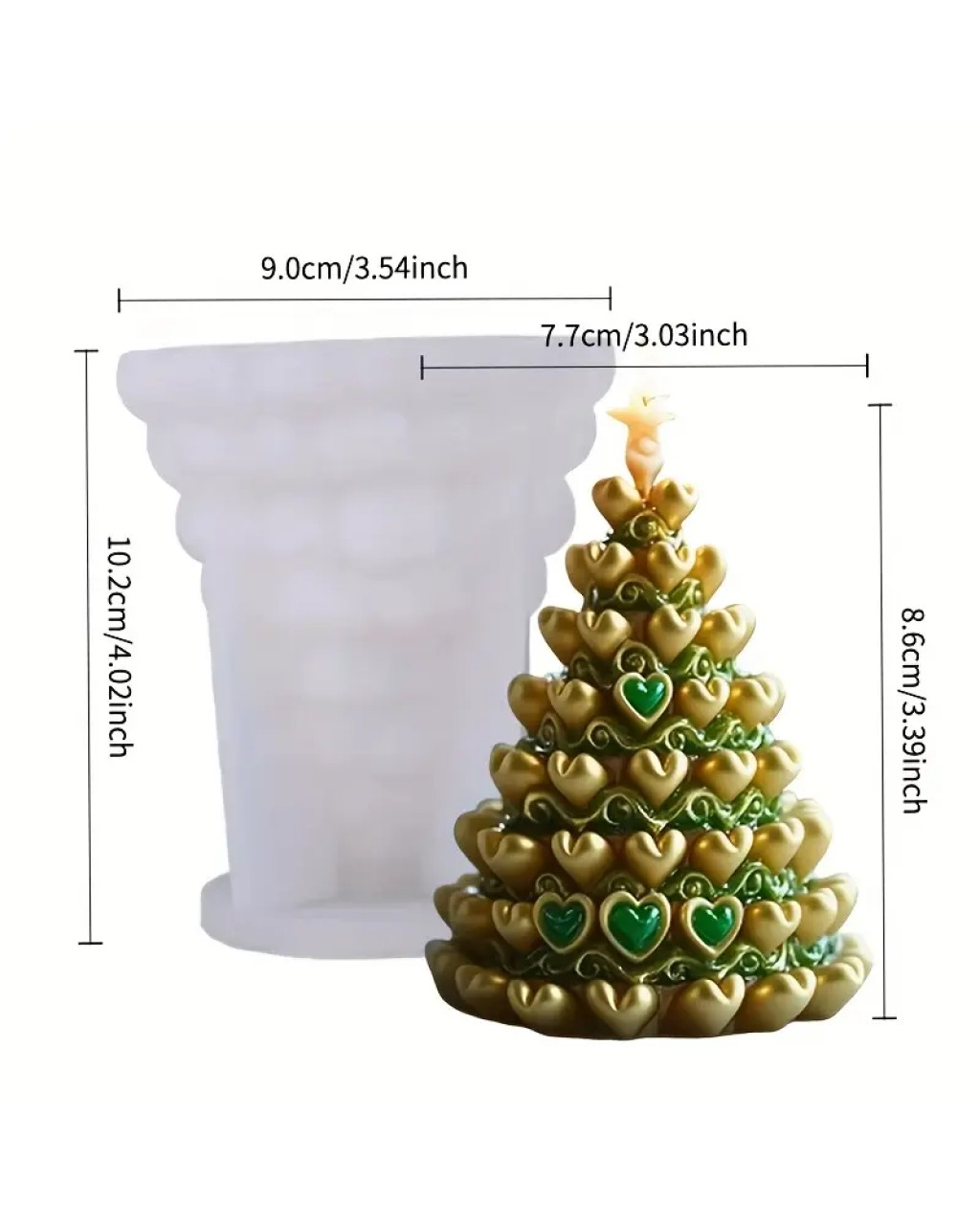 YY5912 Kalp Şeklinde Noel Ağacı Biblo Mum Silikon Kalıp