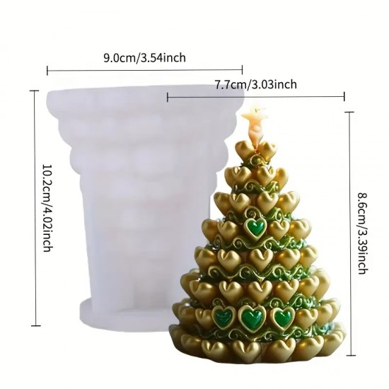 YY5912 Kalp Şeklinde Noel Ağacı Biblo Mum Silikon Kalıp