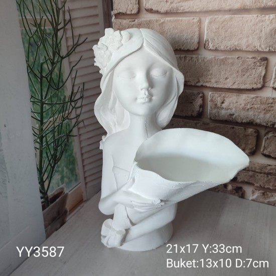 YY3587 - BUKET TUTAN KIZ - VAZO - SİLİKON KALIP