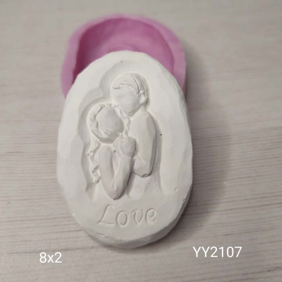 YY2107 Love Yazılı Sevgili Magnet Taşa İşlenmiş Silikon Kalıp