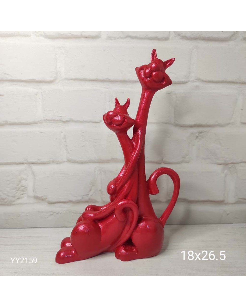 YY2159 Birbirine Sarılan Kedi Biblo Kırmızı Silikon Kalıp