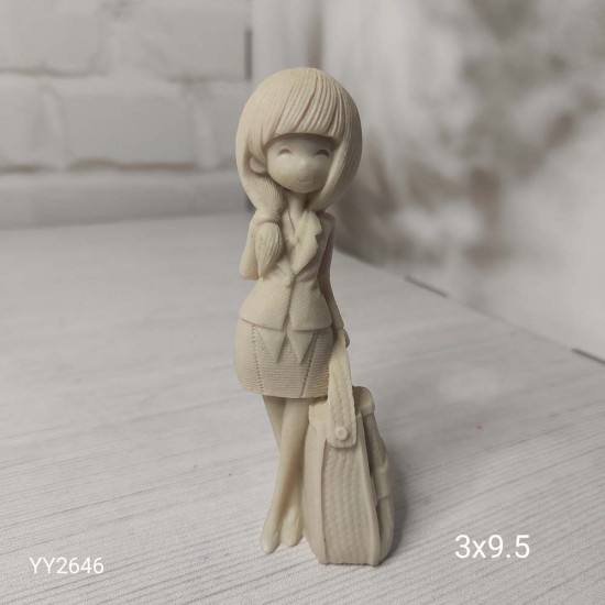 YY2546 Çantalı Kız 3D Biblo Çanta Sağda Silikon Kalıp