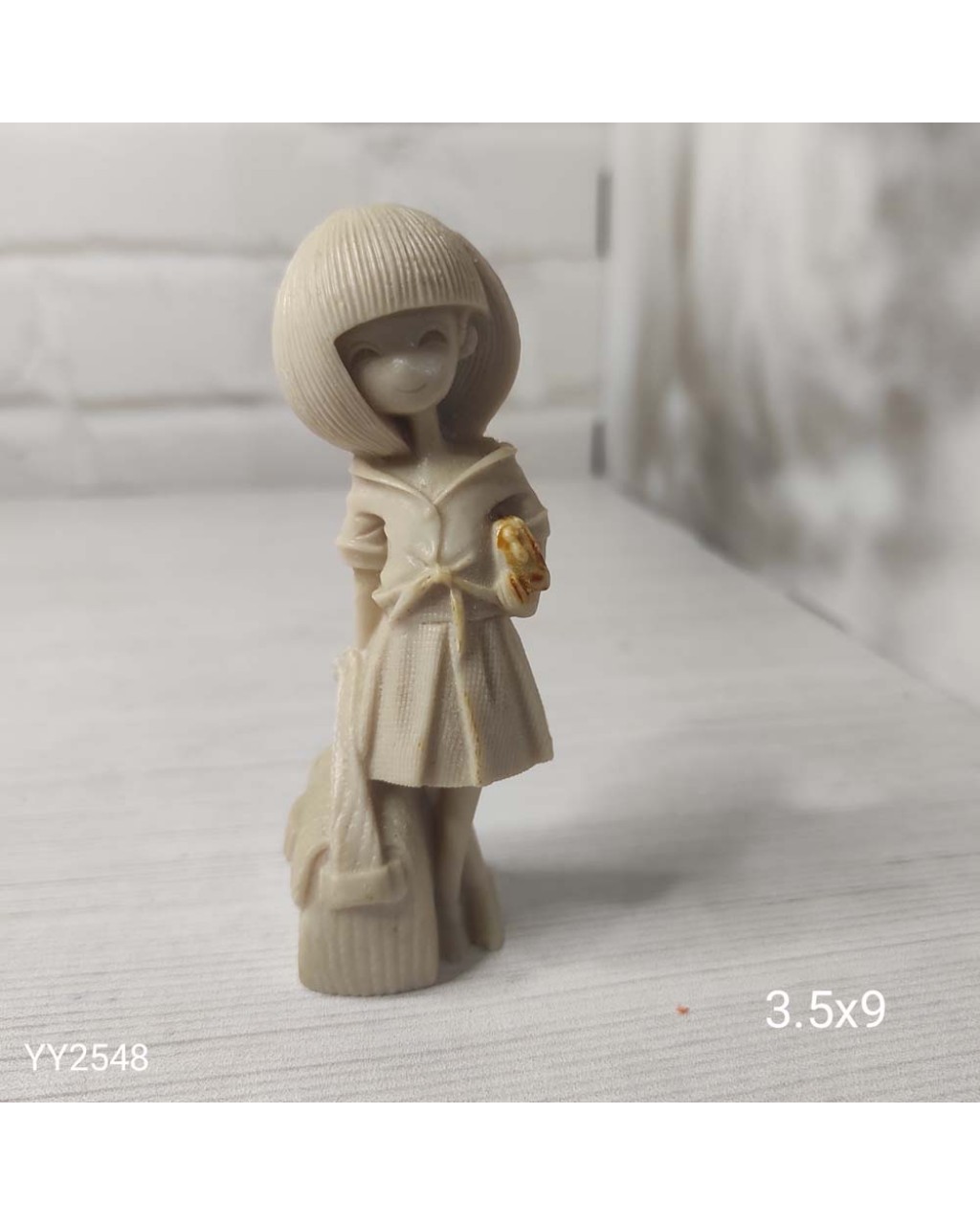 YY2548 Çantalı Kız 3D Biblo Çanta Solda Küt Saçlı Silikon Kalıp