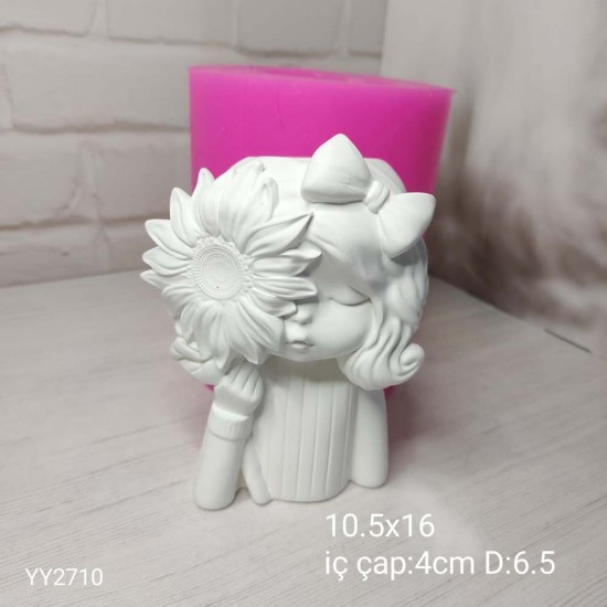 YY2710 Gözü Ayçiçekli Kız Küçük Silikon Kalıp