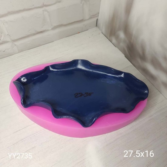 YY2735 Tabak Sunumluk Bir Kenarı İçe Kıvrımlı Silikon Kalıp