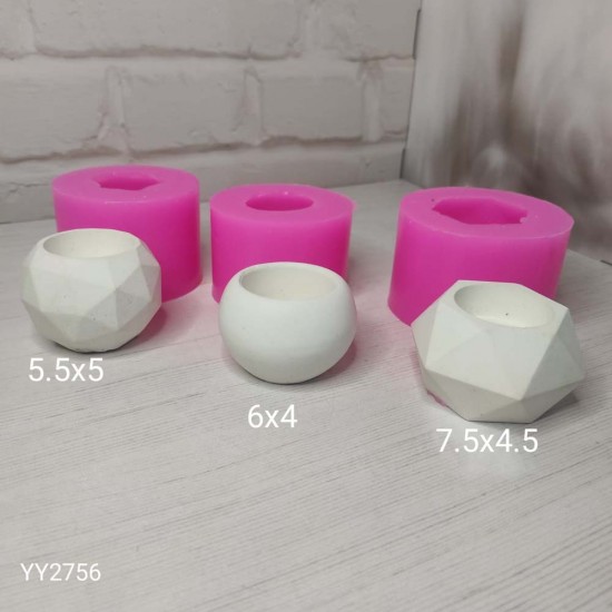 YY2756 Üçlü Mumluk Set Geometrik Top Mumluk Silikon Kalıp YY2756 Üçlü Mumluk Set Geometrik Top Mumluk Silikon Kalıp