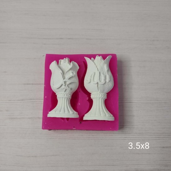 YY0056 Laleli Tasarımlı Allah Muhammed Lafızı Silikon Kalıp