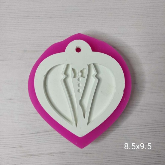 YY0096 Damat Elbise Desenli Kalp Silikon Kalıp