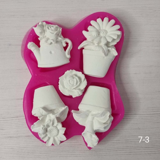 YY0157 Çiçekli Saksılar ve Gül Silikon Kalıp