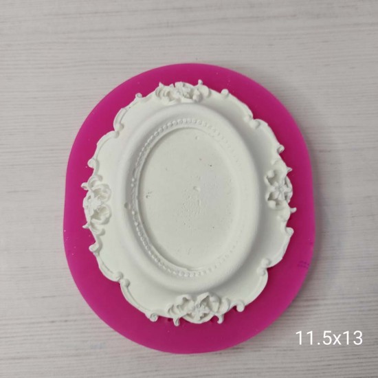 YY0335 Çiçekli Elips Çerçeve Silikon Kalıp