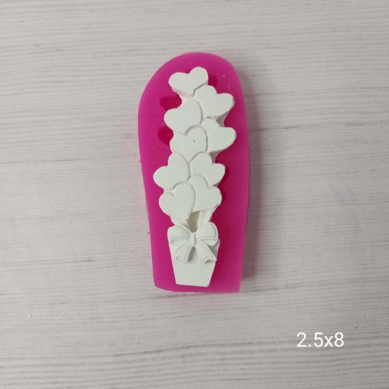 YY0362 Saksıda Kalpli Çiçek Silikon Kalıp