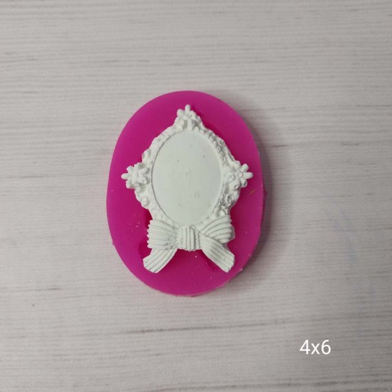 YY0373 Çiçekli Fiyonklu Mini Elips Çerçeve Silikon Kalıp