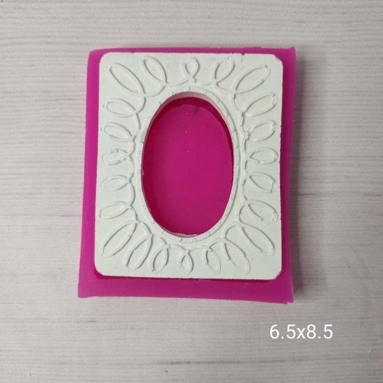 YY0378 Ortası Elips Kenarları Desenli Dikdörtgen Çerçeve Silikon Kalıp