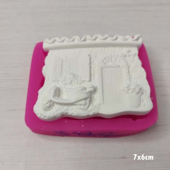 YY0454 Önünde Bisiklet Olan Pencere Silikon Kalıp