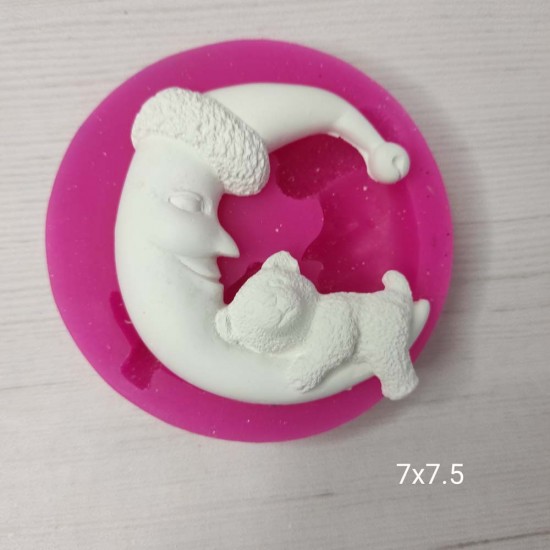 YY0469-Şapkalı Ay Üstünde Ayı Silikon Kalıp-7X7,5cm YY0469-Şapkalı Ay Üstünde Ayı Silikon Kalıp-7X7,5cm